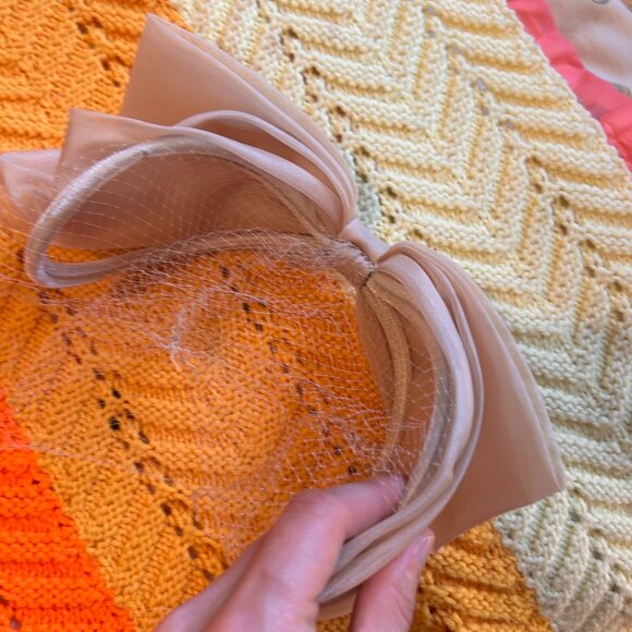 1950s birdcage beige cream lace front bow fascinator swing dance hat! - Picture 12 of 13